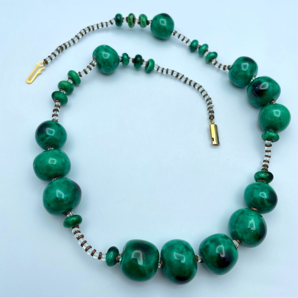 Statement Green Chunky Ceramic Bead Statement Nec… - image 2